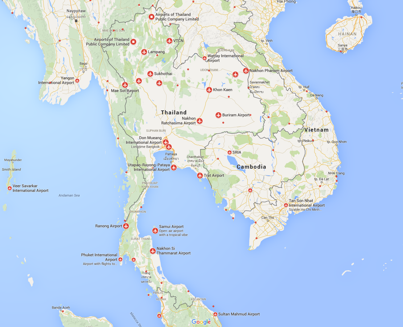 THAILAND AIRPORTS MAP